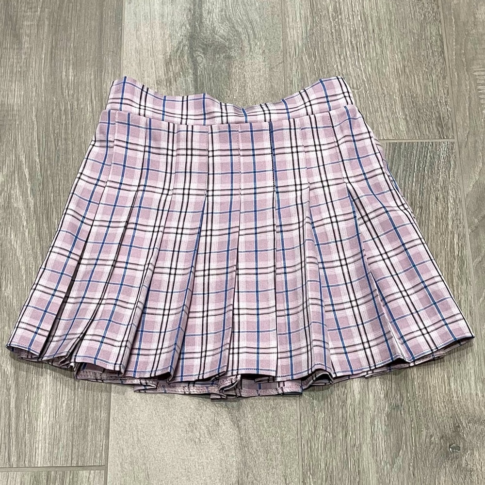 Cotton Candy LA plaid pleated skirt- XS